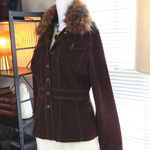 DknyJeans Jackets & Blazers - DKNY Corduroy Jacket with Detachable Faux Fur Collar